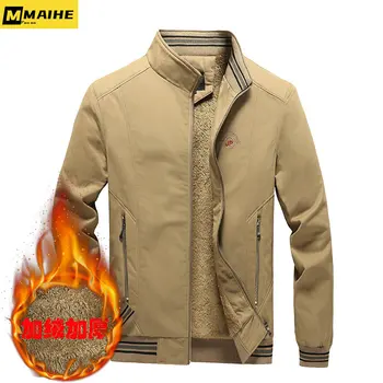 jaqueta masculinas inverno, хлопковая флисовая куртка-бомбер со стоячим воротником, плюс размер, классическая модная военная тактическая куртка