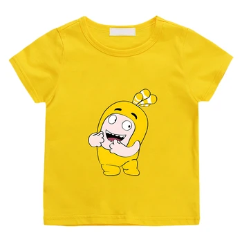 Oddbods/ Желтая футболка с изображением пузырьков, Летняя футболка из 100% хлопка Высокого качества Для мальчиков и девочек, детская футболка с круглым вырезом, Милые Футболки
