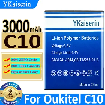 Аккумулятор YKaiserin емкостью 3000 мАч, 100% Новая резервная батарея для мобильного телефона Oukitel C10 Bateria