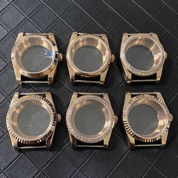 Аксессуары для часов Корпус часов 36/39 мм PVD розовый корпус Сапфировое стекло для механизма NH35/ NH36