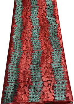 Африканская кружевная ткань 2023, высококачественные кружевные камни, Французская сетка, тюль, сетчатые ткани, кружевные бусины, свадебная ткань EYS007 Красный