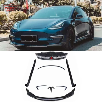 Боковые юбки для передних/задних губ из углеродного волокна, задний диффузор, спойлер, переднее крыло Canards, обвес в стиле CMS для Tesla Model Y