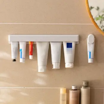 Длинный держатель для зубной пасты, органайзер для зубной пасты, компактный сверхмощный держатель для зубной пасты, современное настенное крепление для ванной комнаты