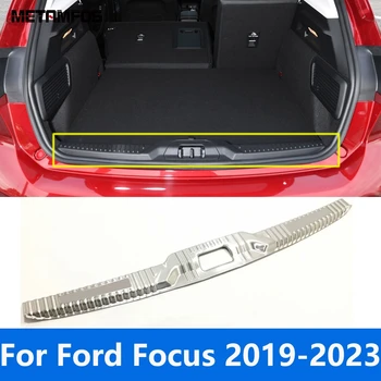 Для Ford Focus 2019-2021 2022 2023 Нержавеющая Внутренняя Накладка На Порог Задней Двери Багажника Заднего Бампера Защитная Наклейка Аксессуары Для Укладки Автомобилей