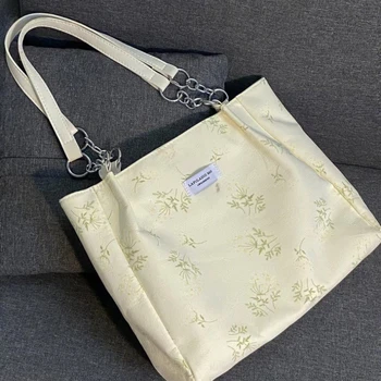Женская сумка через плечо в стиле ретро с цветочным рисунком, холщовые женские сумки для покупок большой емкости, повседневная женская сумочка для поездок на работу, сумки-тоут