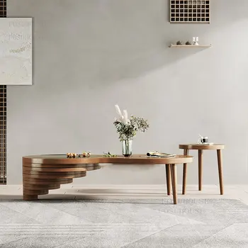 Журнальные столики из массива дерева, мебель для гостиной в скандинавском стиле, современный круглый журнальный столик для гостиной, простой диван, приставной столик A