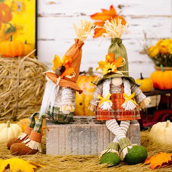 Индейка Осенний гном Гном на День Благодарения 2 упаковки шведских гномов Tomte ручной работы с кленовыми листьями Скульптура сердца для мамы