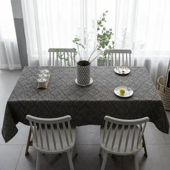 квадратная скатерть, черная прямоугольная скатерть, журнальный столик из хлопка и льняного семени
