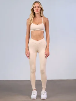 Комплект для йоги Rinabe с высокой талией, спортивный комплект на шнуровке, однотонные бесшовные леггинсы, сексуальный тренировочный комплект, Новая спортивная одежда для женщин