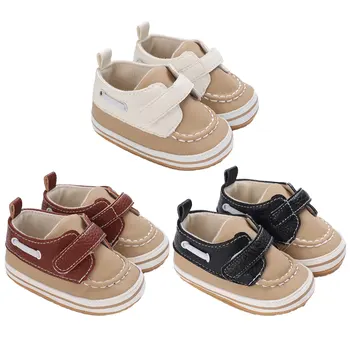 Кроссовки для младенцев, мальчиков и девочек, противоскользящая обувь на плоской подошве из искусственной кожи, обувь для малышей, обувь для первых ходунков