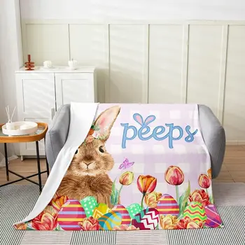 Милое пушистое одеяло с кроликом, Фланелевое флисовое одеяло с рисунком кролика из мультфильма Florla, всесезонное одеяло для
