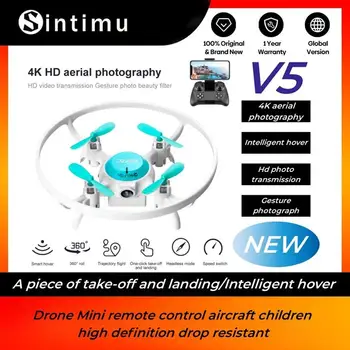 Мини-радиоуправляемый самолет-дрон V5, детская игрушка для мальчиков, устойчивая к падениям, высокой четкости, Четырехосный маленький студенческий самолет в подарок