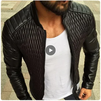 Модная мужская кожаная куртка, весенне-осеннее повседневное пальто из искусственной кожи, мужская мотоциклетная кожаная куртка, Новая мужская однотонная тонкая верхняя одежда S-3XL