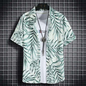 Мужская гавайская пляжная рубашка, Повседневная рубашка с короткими рукавами, быстросохнущая одежда для пляжного отдыха, свободный топ в цветочек, XS-6XL