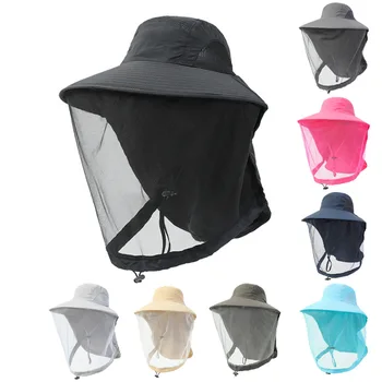 Мужская и женская рыболовная шляпа, солнцезащитные кепки-ведра с москитной сеткой для активного отдыха, сетчатые шляпы с градуировкой, Бесплатная доставка