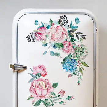 Наклейка на туалет с акварельным цветком, Украшение стены, Наклейка на туалет с Акварельным Цветком, Съемная Настенная живопись из ПВХ для ванной комнаты