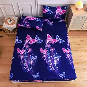 Новая Модная Кровать Space Butterfly Blue Purpel С Простынями Sábanas, Наматрасник Из Эластичной Микрофибры 90*200*30 см 120*200*30