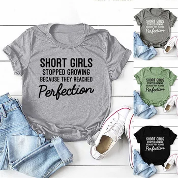 Новые летние хлопчатобумажные футболки с круглым вырезом и короткими рукавами для девочек с монограммой для женщин