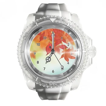 Новые модные прозрачные силиконовые белые часы Plant Leaf Maple Мужские и женские кварцевые спортивные наручные часы