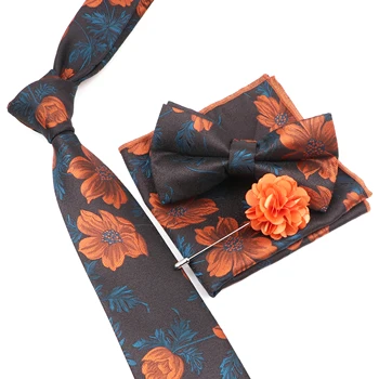 Новый Набор мужских брошей для галстука С цветочным рисунком из перьев Лося, геометрический узор, галстук-бабочка, Носовые платки, Роскошные мужские деловые Свадебные Аксессуары