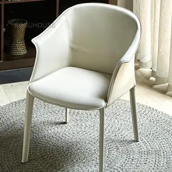 Скандинавские дизайнерские Кожаные стулья для гостиной, мебель для дома, обеденный стул со спинкой для гостиничного кафе, диванные стулья, современные минималистские кресла