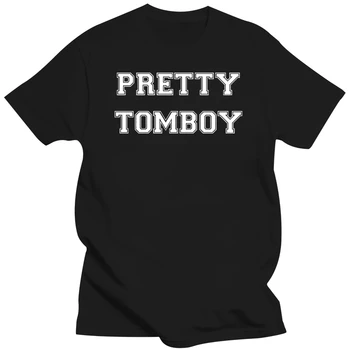 Слоган Pretty Tomboy с надписью Present Crewneck, крутая черная футболка унисекс, летняя мужская футболка с коротким рукавом
