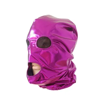 Фиолетовый капюшон, костюмы Зентай для взрослых Унисекс, аксессуары для вечеринок, маска, костюмы для косплея на Хэллоуин, блестящая металлическая маска, открытые глаза, рот
