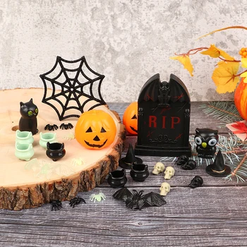1 комплект кукольного домика, шляпа ведьмы на Хэллоуин, пластиковые мини-украшения, маленькие игрушки для фестиваля призраков 