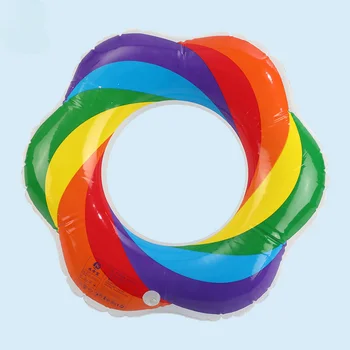 1шт Радужное Кольцо для плавания из ПВХ Для взрослых и детей, Утолщенное Кольцо для плавания, Надувной Спасательный круг для водоснабжения