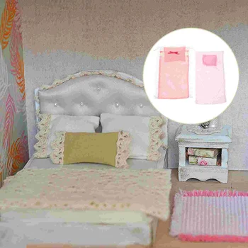 2 Комплекта Декораций для мини-спальни, Комплект аксессуаров для дома, Постельное Белье, Подушки, Принадлежности для ребенка