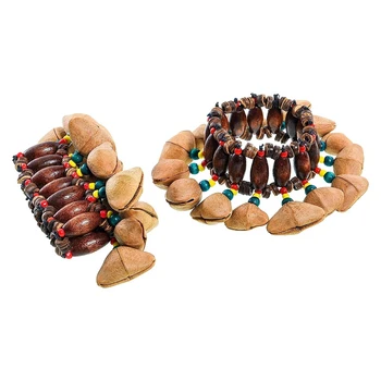 2 шт. Танцевальные браслеты из семенной скорлупы, наручные колокольчики с орехами для танцев, йоги, медитации, ASMR и звуковой терапии