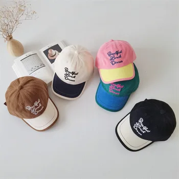 2023 Корейские детские бейсболки с буквами, Модные осенние солнцезащитные кепки для мальчиков и девочек, шляпы с утиным язычком, Детские остроконечные кепки