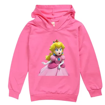 2023 Новая одежда Moive Princess Peach Для детей, пальто с длинными рукавами, толстовка с капюшоном для маленьких девочек, толстовки с героями мультфильмов для маленьких мальчиков, свитер