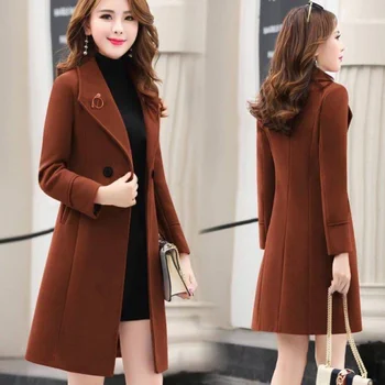 2023 Новое весенне-осеннее модное женское шерстяное пальто, куртка средней длины в корейском стиле, универсальная повседневная верхняя одежда, пальто, женские пальто