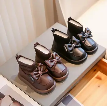 2023 Новые ботильоны для мальчиков, мягкие детские модные ботинки в Британском стиле, Повседневные кожаные ботинки для девочек, Милая Детская спортивная обувь, кроссовки
