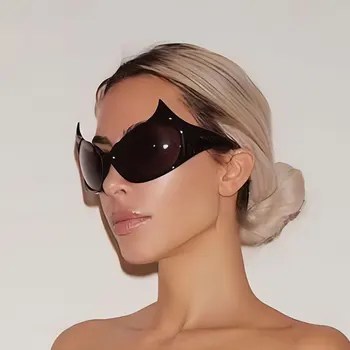 2023 Новый бренд, дизайнерские солнцезащитные очки в форме летучей мыши, Женские и мужские Модные Солнцезащитные очки для мужчин с защитой от UV400, уличные очки