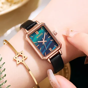 2023 Роскошные Модные Зеленые часы Женские Качественные кварцевые часы Женские Кожаные наручные часы Студенческие часы Элегантный Montre Femme
