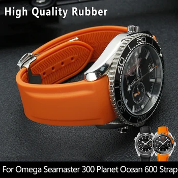 20мм 22мм Резиновые Силиконовые ремешки для часов Omega Seamaster 300 Speedmaster Ремешок Фирменный Ремешок для часов Синий Черный Оранжевый