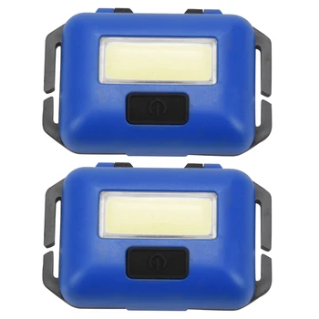 2X Cob LED Мини-головной фонарь, фара, 3 режима, Непромокаемый налобный фонарь, фонарик для кемпинга на открытом воздухе, рыбалка, Синий