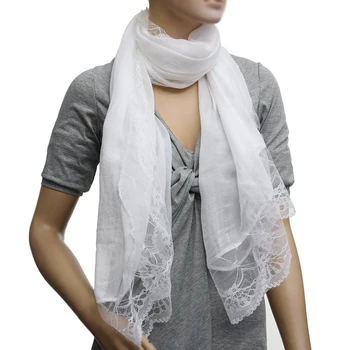2X Женские шарфы, шифоновый кружевной шарф, белый шарф-накидка
