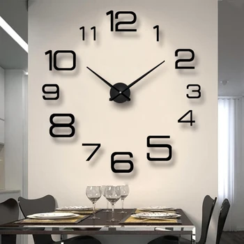 3D Настенные часы своими руками reloj pared Большой Настенный декор Часы Акриловые Зеркальные Наклейки Украшение дома Гостиная horloge murale