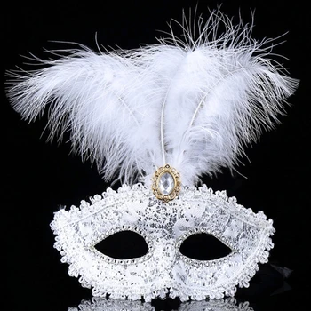 634C Маскарадная маска из перьев, костюмы для Хэллоуина, Марди Гра, Балы для свадебной вечеринки, Маска для выпускного вечера, Маска для глаз, Кружевная маска