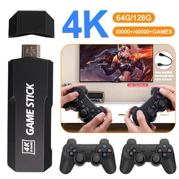 64/128 ГБ 4K HD Игровая Консоль 40000 + Игр 2.4 G Беспроводные Контроллеры 3D Rocker Ретро Игровая Консоль TF Карта Расширения для PS1