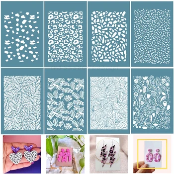 8 стилей трафаретной сетки для переноса, трафареты для шелкографии из полимерной глины, набор для многоразовой шелкографии для печати глиняной линией