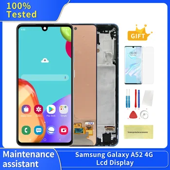 AMOLED Для Samsung Galaxy A52 4G SM-A525F A525F/DS Дисплей с сенсорным экраном с отпечатком пальца, для замены ЖК-дисплея Galaxy A52