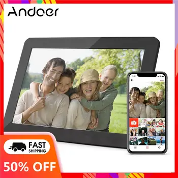 Andoer 10,1-дюймовая Цифровая фоторамка WiFi Облачная Цифровая Фоторамка Сенсорное управление 16 ГБ Автоматический поворот Делитесь фотографиями через приложение