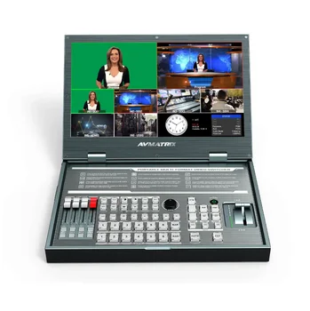 AVMATRIX PVS0615 Мультиформатный видеомикшер, портативный микшер с 15,6-дюймовым ЖК-дисплеем FHD, 6 канальными входами
