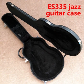 ES-335 Жесткий футляр для джазовой электрогитары с полым корпусом, черная кожа, черная подкладка, бесплатная доставка
