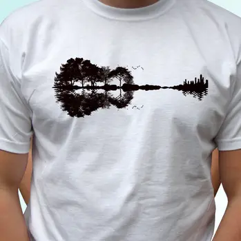 JHPKJGuitar Landscape White T Shirt Music Tee Ретро Топ - Мужской Дышащий Топ, Свободная Повседневная мужская футболка S-3XL