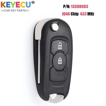 KEYECU Флип Дистанционный Автомобильный Ключ для Opel Vauxhall Astra K 2015 2016 2017 18 19, Брелок 2 Кнопки-433 МГц ASK - PCF7937E/HITAG 2/46 Чип